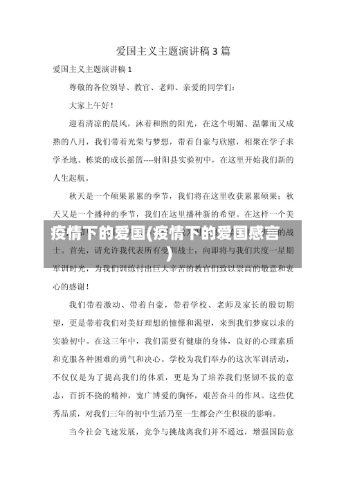 疫情下的爱国(疫情下的爱国感言)-第2张图片