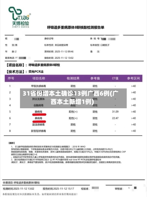 31省份增本土确诊13例广西6例(广西本土新增1例)