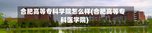 合肥高等专科学院怎么样(合肥高等专科医学院)-第3张图片