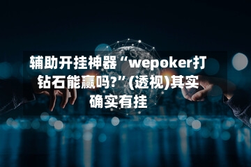 辅助开挂神器“wepoker打钻石能赢吗?”(透视)其实确实有挂-第2张图片