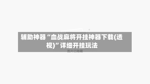 辅助神器“血战麻将开挂神器下载(透视)”详细开挂玩法