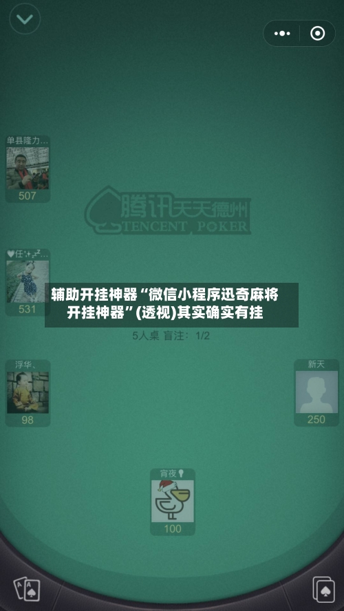 辅助开挂神器“微信小程序迅奇麻将开挂神器”(透视)其实确实有挂