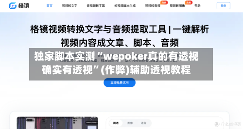 独家脚本实测“wepoker真的有透视确实有透视”(作弊)辅助透视教程-第2张图片