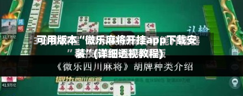 可用版本“微乐麻将开挂app下载安装”(详细透视教程)