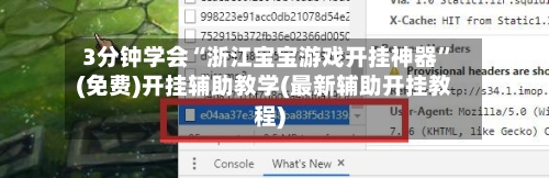 3分钟学会“浙江宝宝游戏开挂神器”(免费)开挂辅助教学(最新辅助开挂教程)