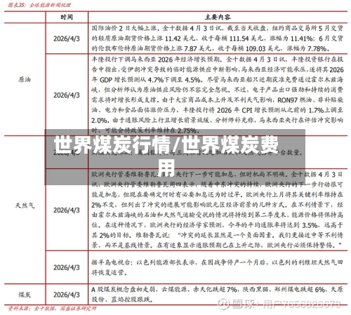 世界煤炭行情/世界煤炭费用