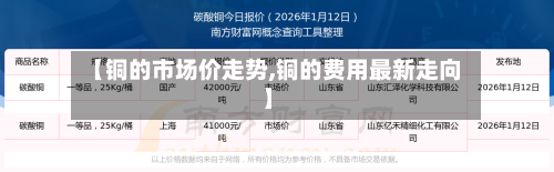 【铜的市场价走势,铜的费用最新走向】