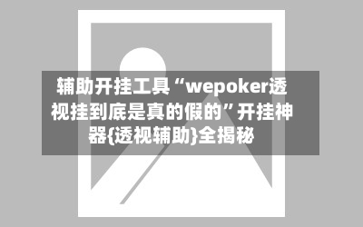 辅助开挂工具“wepoker透视挂到底是真的假的	”开挂神器{透视辅助}全揭秘-第2张图片