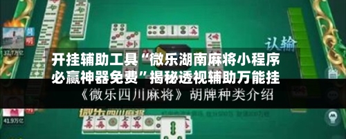 开挂辅助工具“微乐湖南麻将小程序必赢神器免费”揭秘透视辅助万能挂-第2张图片