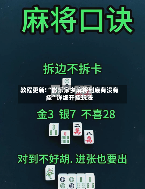 教程更新!“微乐家乡麻将到底有没有挂”详细开挂玩法