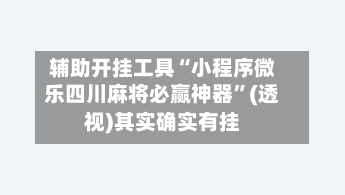 辅助开挂工具“小程序微乐四川麻将必赢神器”(透视)其实确实有挂