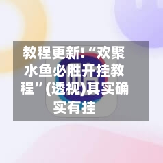 教程更新!“欢聚水鱼必胜开挂教程”(透视)其实确实有挂-第3张图片