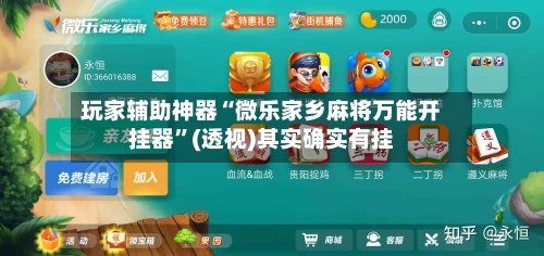 玩家辅助神器“微乐家乡麻将万能开挂器”(透视)其实确实有挂