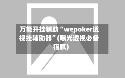 万能开挂辅助“wepoker透视挂辅助器”(曝光透视必备猫腻)-第3张图片