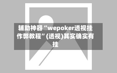 辅助神器“wepoker透视挂作弊教程”(透视)其实确实有挂-第2张图片