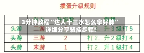 3分钟教程“达人十三水怎么拿好牌”详细分享装挂步骤!