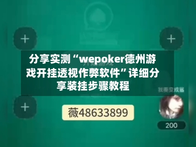 分享实测“wepoker德州游戏开挂透视作弊软件”详细分享装挂步骤教程-第2张图片