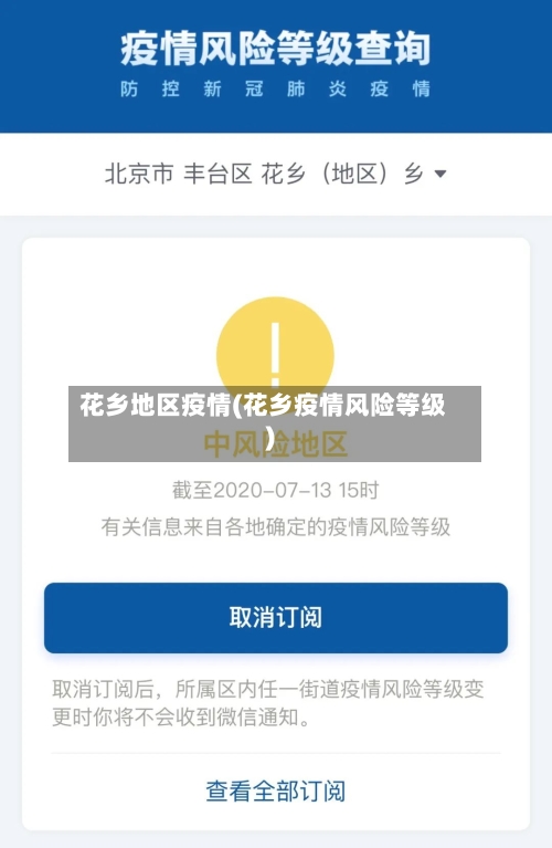 花乡地区疫情(花乡疫情风险等级)